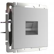 Веркель Розетка двойная Ethernet RJ45 (серебряный)WL06-RJ45+RJ45