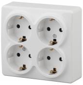 ЭРА Розетка 4х2P+E Schuko со шторками, 16A-250В, IP20, ОУ, Эра Эксперт, Белый 1/6