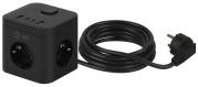 Удлинитель ЭРА CUBE-3es-1,5m-4USB-B куб с/з с выкл. 3 роз.+4xUSBA+С 1,5м 16А Чёрный