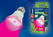 Лампа светодиодная LED-A60-9W/SP/E27/CL ALM01WH для растений фиолет.