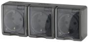 ЭРА Розетка 3х2P+E IP54, шторки, 16A-250В, ОУ, серый 1/5