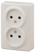 ЭРА Розетка 2х2P, 16A-250В, IP20, ОУ, Эра Эксперт, Крем 1/18