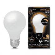 Лампа Gauss LED Filament A60 OPAL dimmable E27 10W 2700К 1/10/40